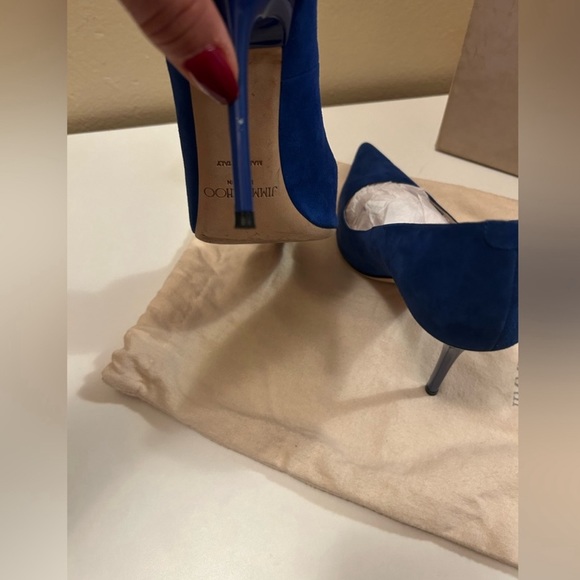 Jimmy Choo Navy Blue Pump Aegean Suede - Picture 5 of 10